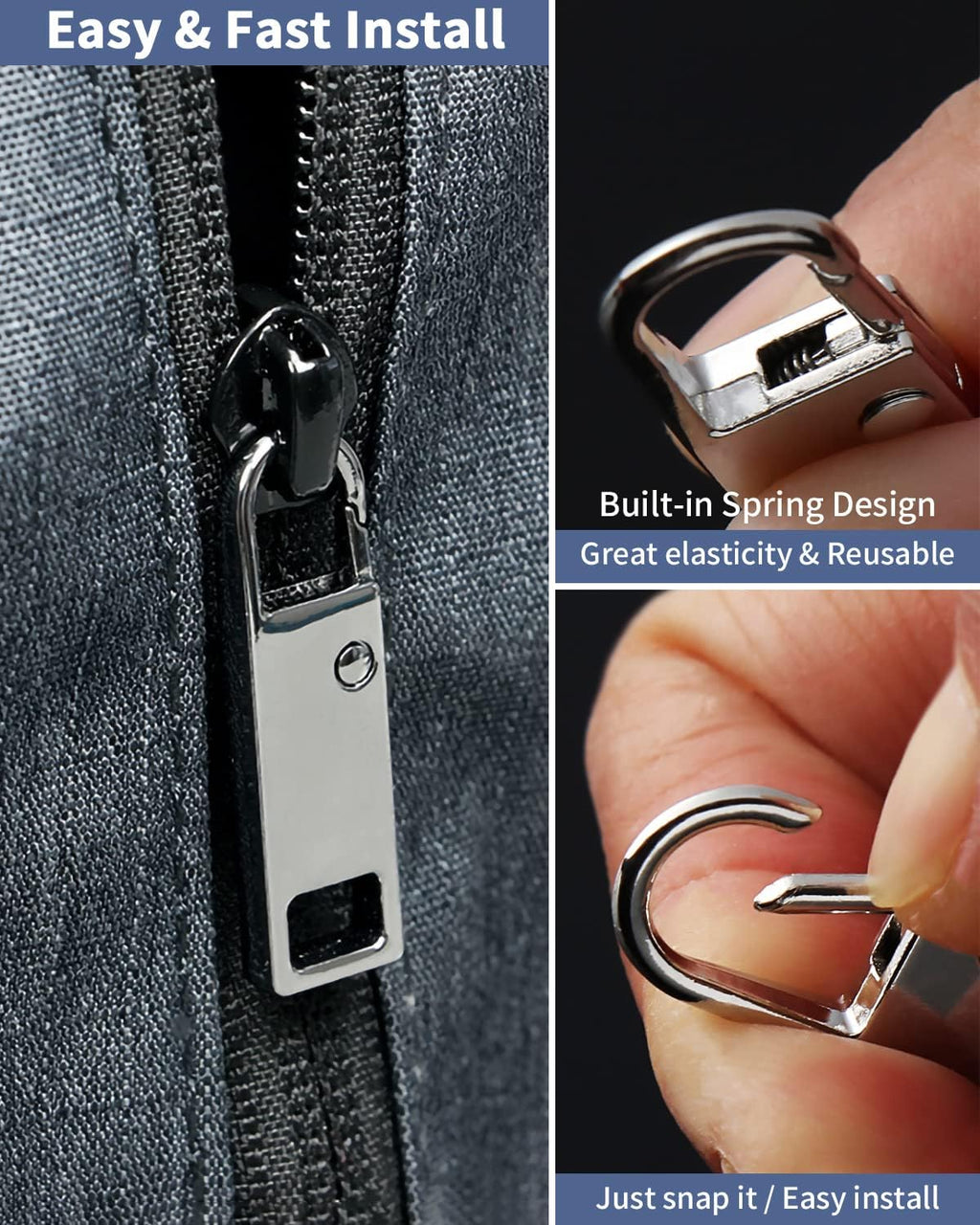 Zipper Pull Replacement 32 Pack, Universal Replacement Zipper Pull Kit, Replacement Zipper Pulls Tab, Luggage Zipper Pulls for Backpacks, Purses, Jackets, Boots (4 Styles 4 Sizes)