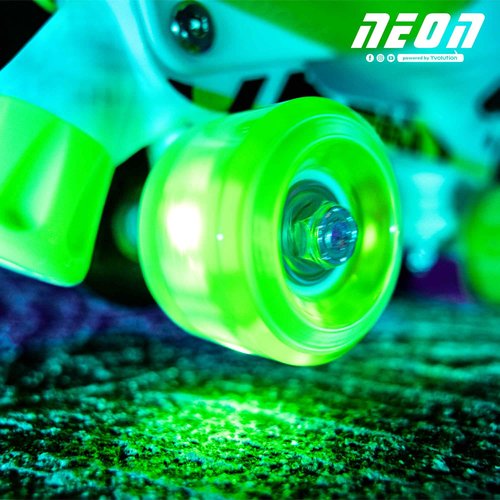 Yvolution Neon Combo Skates | 2-1 Quad and Inline Skates for Kids with LED Wheels | Adjustable Sizing (Green, 3 to 6)