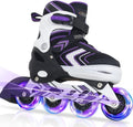 Nattork Adjustable Inline Skates - Light-Up Wheels for Kids | Beginner Roller Skates in Purple, Pink, Blue, Black