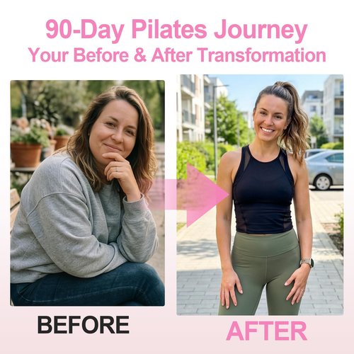 ElaraFit Home Pilates Ring and Ball Set for Women with 5 Resistance Bands 13 inch Magic Circle Workout Starter Kit for Beginners Full Body Toning 15 Min Daily Routine,Gradient Pink