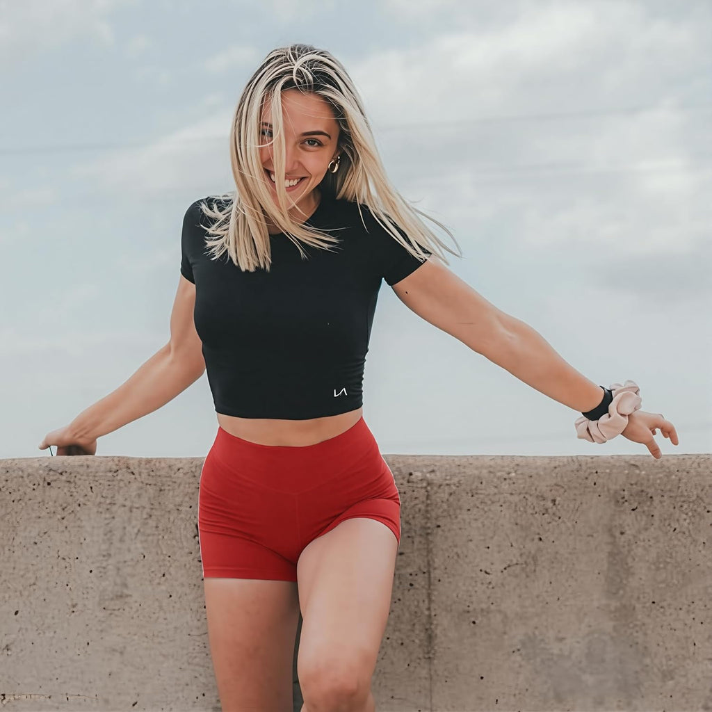 Skiennix Women's High Waisted Biker Shorts - Spandex for Yoga, Workout & Cycling | Athletic Booty Shorts
