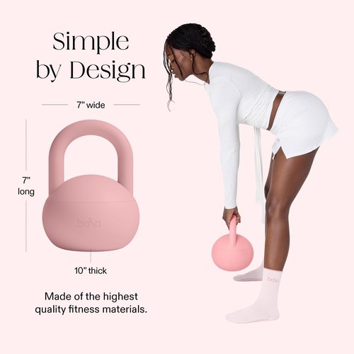 Bala 10lb Kettleball, Soft Kettlebell for Women - Kettlebells Strength & Core Training Equipment for Home Gym Workouts - Anti-Slip Grip Exercise Weights with Cushioned Impact-Resistant Base - Blush