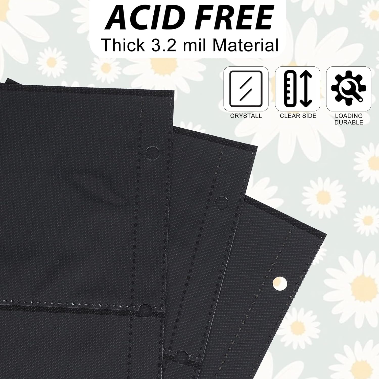 Skiennix 25 Pack Card Sheets - 4 Pocket PVC Binder Sleeves for Trading Cards | Black Background