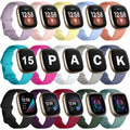 GEAK 15 Pack Compatible with Fitbit Versa 3 Bands/Versa 4 Bands/Fitbit Sense 2/Sense Bands,Soft Replacement Waterproof Sport Watch Strap Wristband for Fitbit Versa 3 Bands for Women Men Small