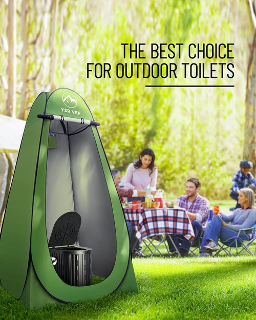 Camping Toilet with Pop-Up Privacy Tent and Liquid Waste Gel, Portable Toilet with Large Tent and Camping Lantern, Ergonomic Potty Provides Enhanced Comfort, Suitable for All Ages
