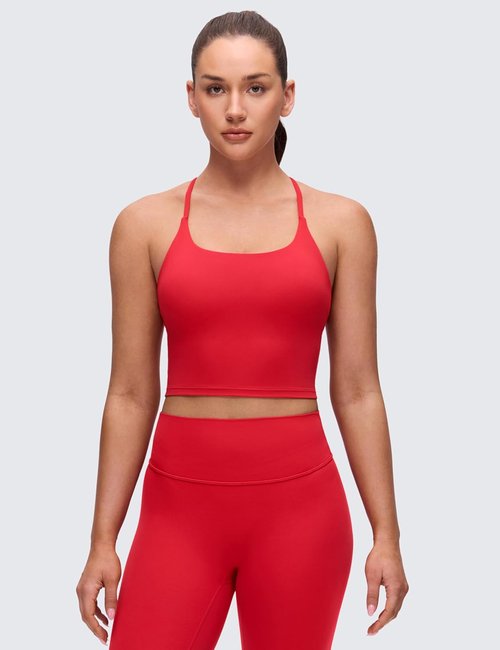 CRZ YOGA Butterluxe Crop Tank Top for Women - Padded Adjustable Straps | Longline Yoga Bra