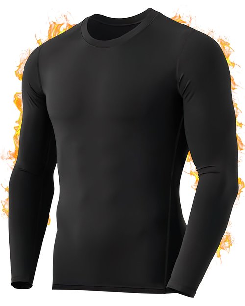 RIKUAOU Men's Thermal Compression Shirts, Long Sleeve Fleece Lined Base Layer, Cold Weather Gear Athletic Undershirt Top Black