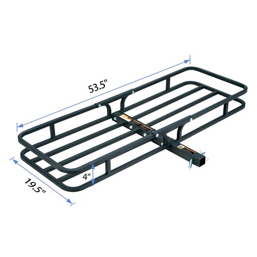 Rockland Heavy Duty Steel Cargo Carrier, 500 LBS, 53.5" x 19.5" x 4", Hitch Mount for 2" Receivers, Compatible with Class III & IV, Heat-Resistant, Durable, Easy Assembly