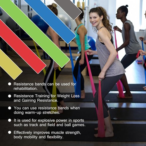 5 Pcs Professional Resistance Bands（6.9FT）. Latex-Free, Elastic Band, Work Out Bands, Stretch Bands for Working Out Women or Men, Exercise Bands Set for Physical Therapy, Yoga, Pilates