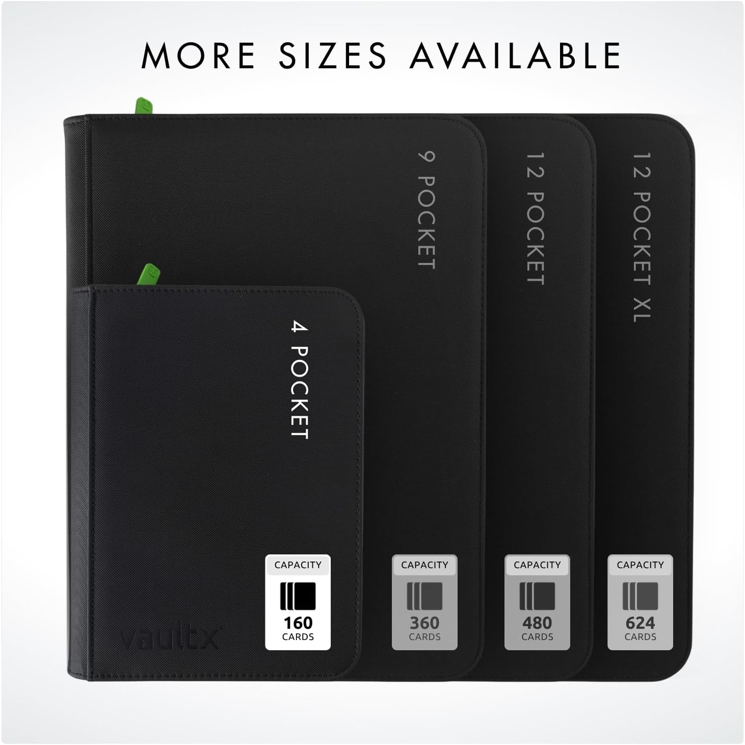 Vault X 4 Pocket Trading Card Zip Binder - Holds 160 Cards | Premium Exo-Tec Material, Black