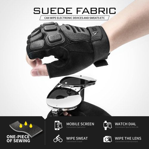 ZUNE LOTOO Fingerless Tactical Gloves for Men, Half Finger Motorcycle Gloves with Impact Protection, Black Palm Padded Safety Work Gloves for Paintball Airsoft Range Tac Female Women(Small)