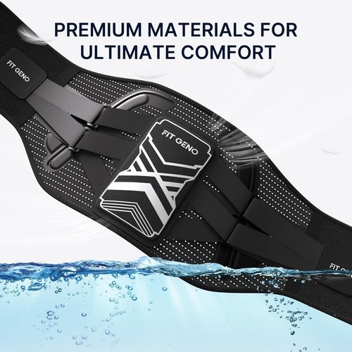 Fit Geno Back Brace for Lower Back Pain Men & Women: Adjustable Lumbar Support Brace for Pain Relief - Breathable Waist Belt for Comfort - L/XL