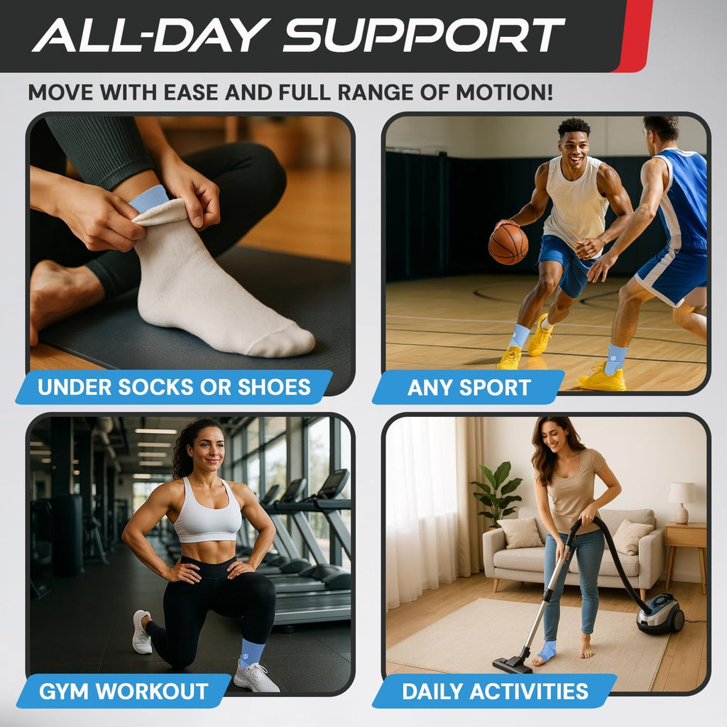 Stars Ankle Brace - Compression Sleeve for Sprained Ankle Relief | Customizable Support in Light Blue (L: 12"-13")