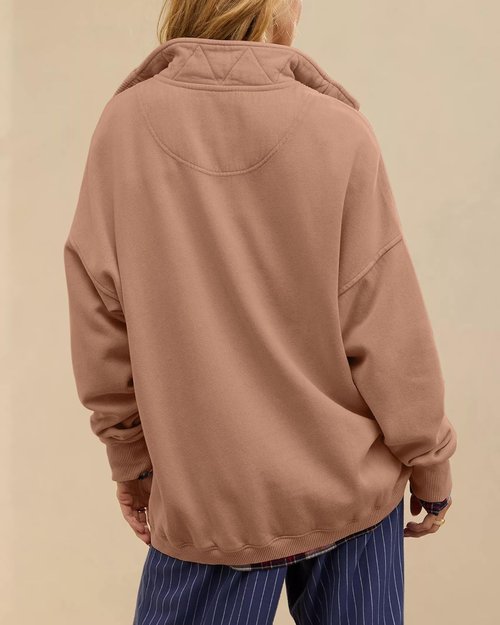 Gacaky Oversized Sweatshirt for Women - Casual Long Sleeve Button Henley Neck Pullover | Fashion Top