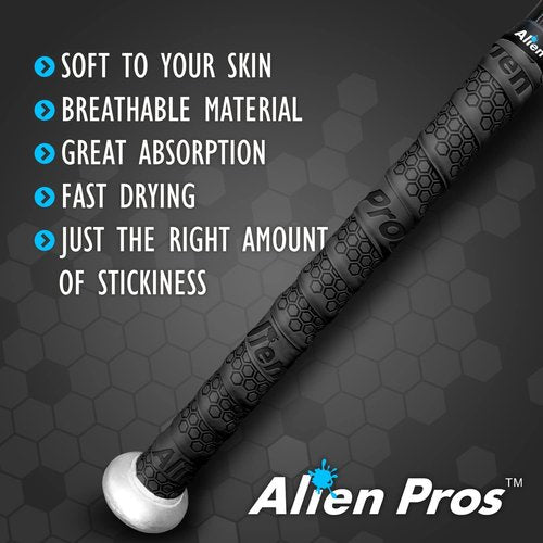 ALIEN PROS Baseball Bat Grip Tape - Pro Quality 1.1 MM Precut 2-Pack for Epic Home Runs