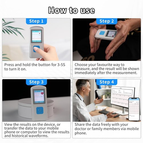 EKG Monitor Device - Portable Heart Rate Monitor with LCD Screen | Instant Results in 30 Seconds