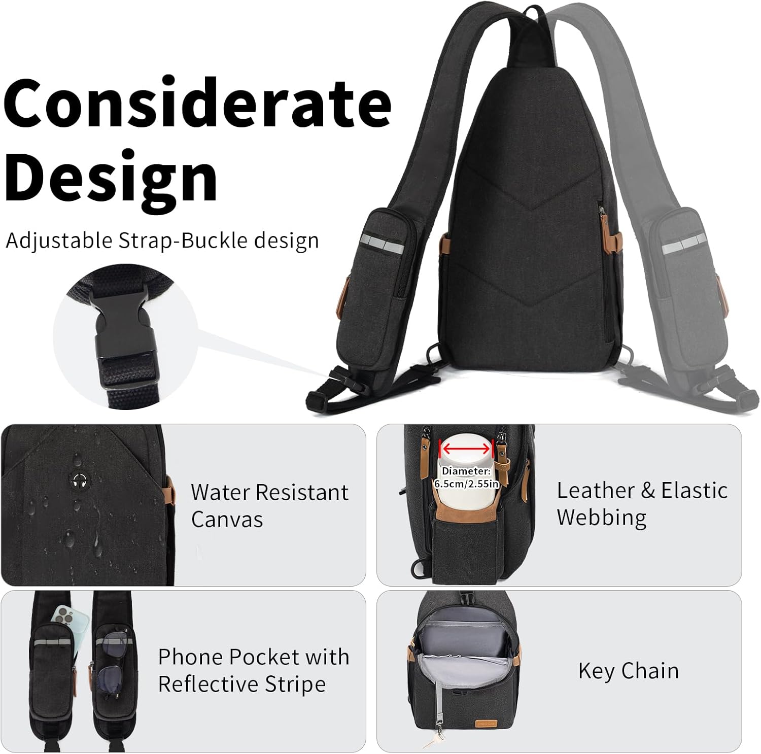 OSOCE Sling Bag for Men - Anti-Theft Crossbody Backpack | Waterproof Canvas for Travel & Hiking