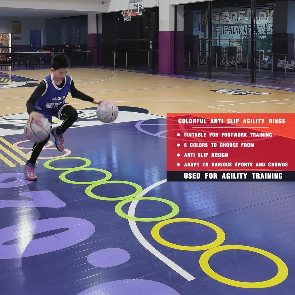 Skiennix Colorful Anti-Slip Speed Rings - 3 Pcs Agility Training Equipment for Basketball Skills