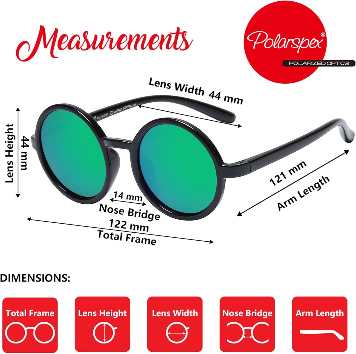 PolarSpex Polarized Kids Sunglasses - Retro Circle Design | BPA-Free & Stylish