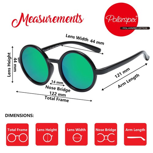PolarSpex Elastic Retro Circle Round Kids Polarized Sunglasses - BPA FREE