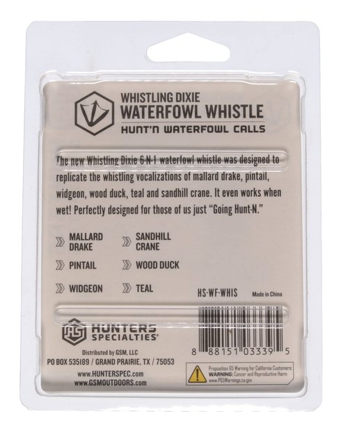 Hunters Specialties Duck Whistling Dixie Waterfowl Whistle 6-in-1 Game Call - Vocalizations of Mallard Drake, Pintail, Widgeon, Wood Duck, Teal, & Sandhill Crane