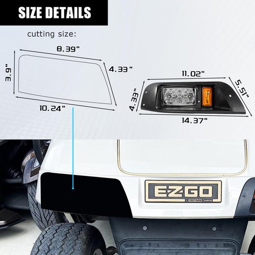 VPAHub EZGO TXT 1996-2013 LED Adjustable Light Kit 48V, 2 LED headlight, 2 LED taillight, 1 Basic wiring harness, instruction & hardware included
