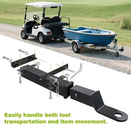 AIPSET Golf Cart Rear Trailer Hitch with Receiver, Universal Compatible with EZGO, Club Car, Yamaha with Footrest Plate, Sturdy, Easy to Tow & Install