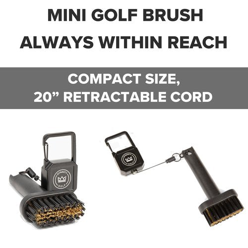 Mini Golf Club Brush - Premium Golf Brush Tool for Effective Cleaning, Durable Golf Club Cleaner Brush with Retractable Cord and Sturdy Bristles - Golf Brush and Groove Cleaner in One
