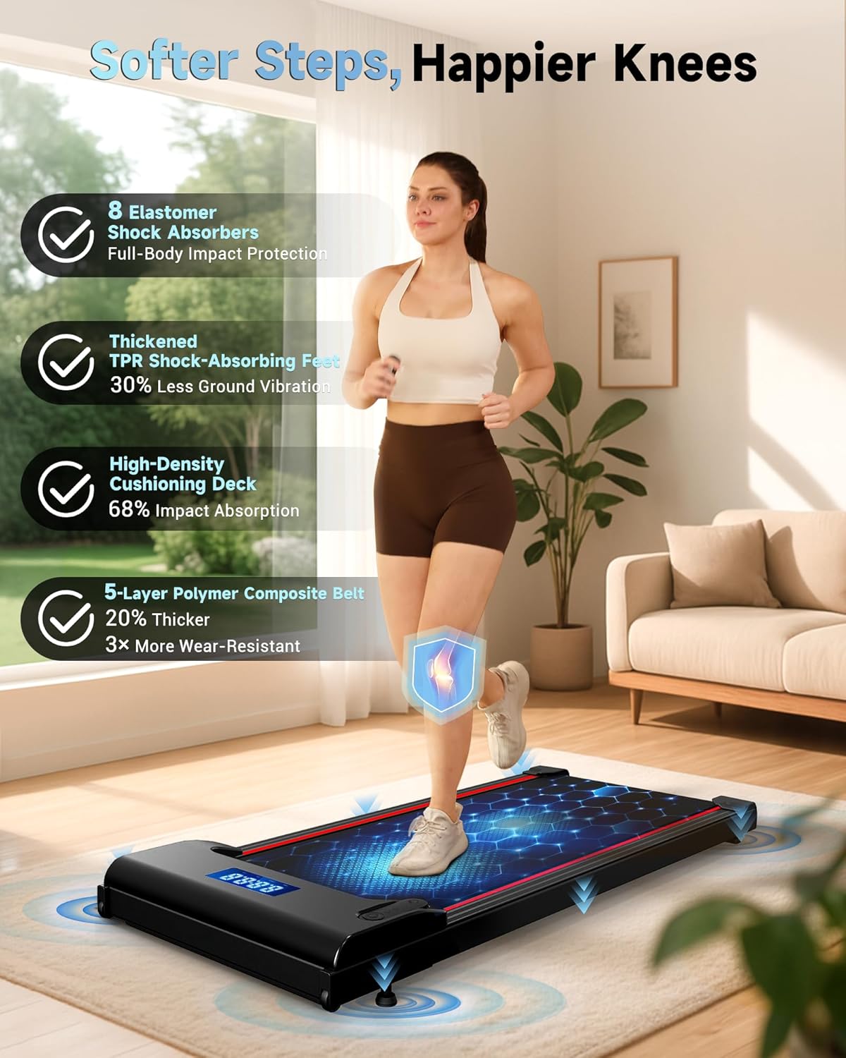 YRUN NeoSilent Under Desk Treadmill - Portable Walking Pad with App Control & Extra-Large Belt | Compact Design for Home & Office