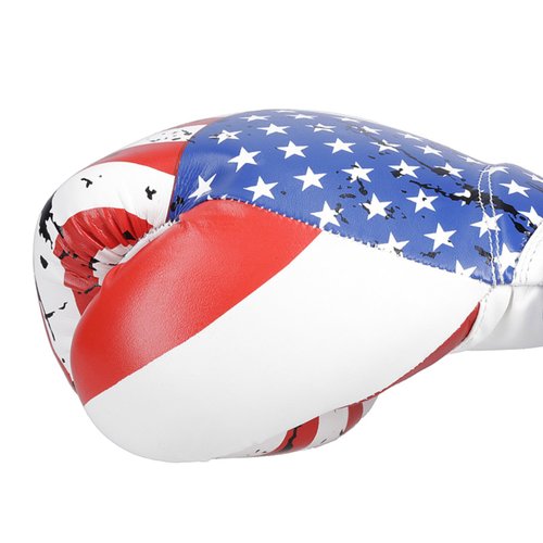 Genuine Leather Boxing Gloves – Special Edition USA Flag Design – Lace Up Training & Sparring Gloves – Muay Thai, Kickboxing & MMA – 14, 16 oz – Huracan Premium (US Flag, 14 oz)