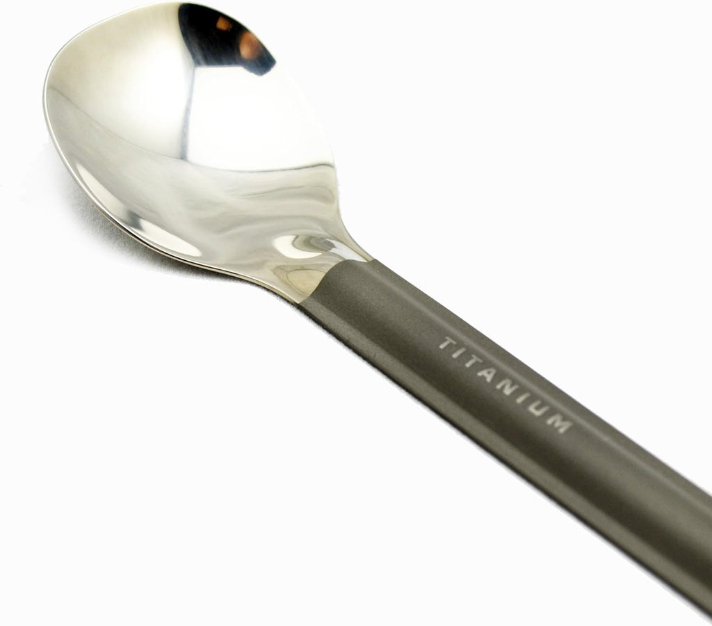 TOAKS Titanium Long Handle Spoon - Polished Bowl for Easy Serving | Lightweight & Durable Design