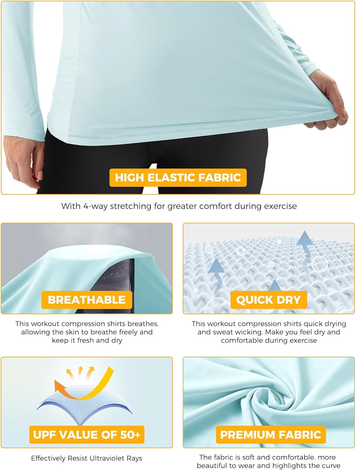 AURUZA Women’s Rash Guard - UPF50+ UV Protection Long Sleeve Quick-Dry Swim Top