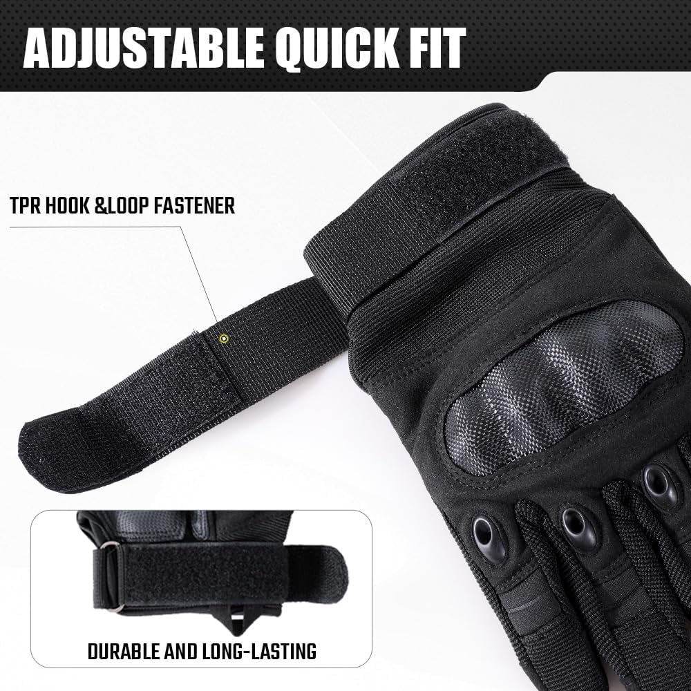 Skiennix Motorcycle Tactical Gloves - Touchscreen & Hard Shell Protection for Outdoor Sports | Men’s Size