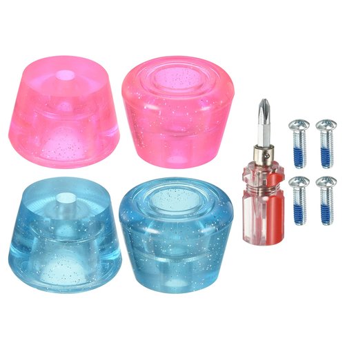 PATIKIL Roller Skate Toe Stops with Screwdriver, 2 Pair 82A Rubber Brake Stoppers Block for Roller Skate Accessories Replacement, Clear Pink Blue