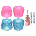 PATIKIL Roller Skate Toe Stops with Screwdriver, 2 Pair 82A Rubber Brake Stoppers Block for Roller Skate Accessories Replacement, Clear Pink Blue