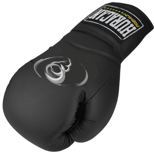 Genuine Leather Boxing Gloves – Special Satin Edition – Lace Up Training & Sparring Gloves – Muay Thai, Kickboxing & MMA – 14,16 oz – Huracan Premium (Black, 16 oz)