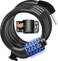 MULTIJOY Bike Lock - Coiled Anti-Theft Cable with Combination & Key - Secure Resettable Lock for Bikes & Scooters