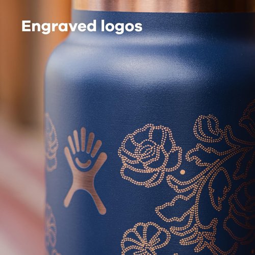 Hydro Flask Water Bottle - Insulated Stainless Steel with Wide Mouth Flex Straw Lid | 32 Oz Western Dark Blue