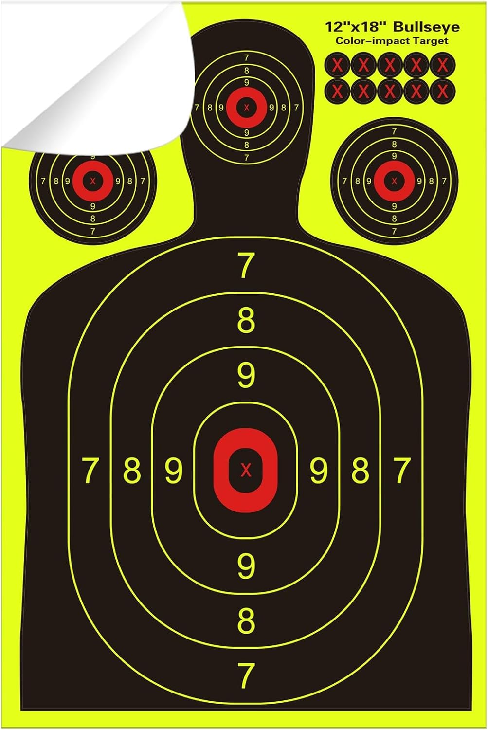 Skiennix Silhouette Splatter Targets - Bright Fluorescent Yellow for Easy Visibility | 12x18 Inch, 10/25/50/100 Pack
