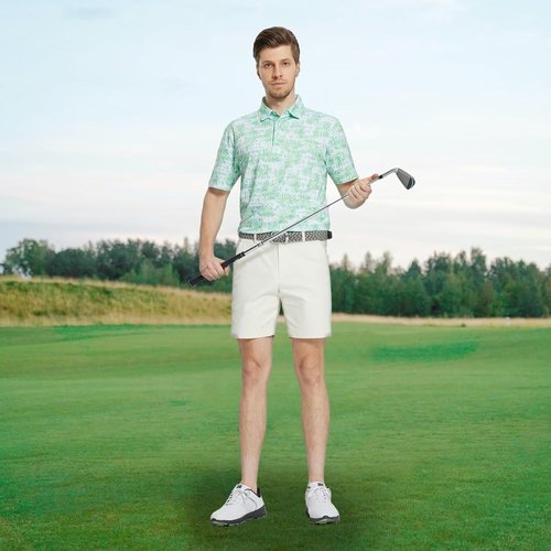 M MAELREG Men's Golf Polo Shirt - Short Sleeve, Moisture-Wicking, Performance Print | Comfortable Fit
