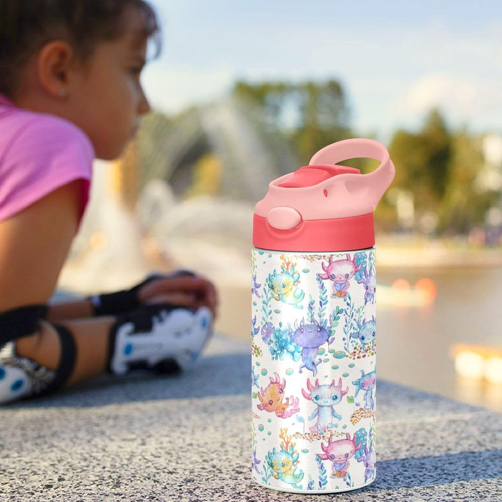 Skiennix Cute Axolotl Stainless Steel Water Bottle - 12 Ounce Vacuum Insulated for Kids