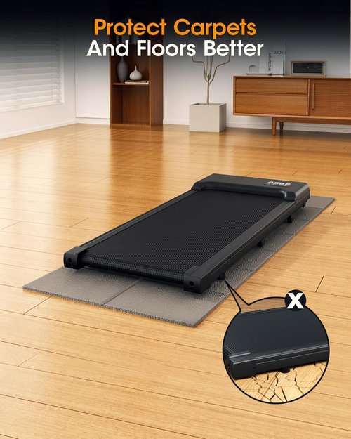 Exercise Equipment Mat - Treadmill Walking Pad Mat for Carpet & Hardwood Floors | 68x24, 1/4" Thick, No Slip, Noise Absorption (Grey)