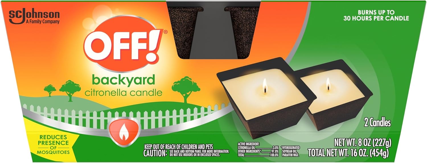 OFF! Citronella Scented Candle - Ambiance Enhancing Centerpiece | Burns Up to 25 Hours, 16 oz (Pack of 2)