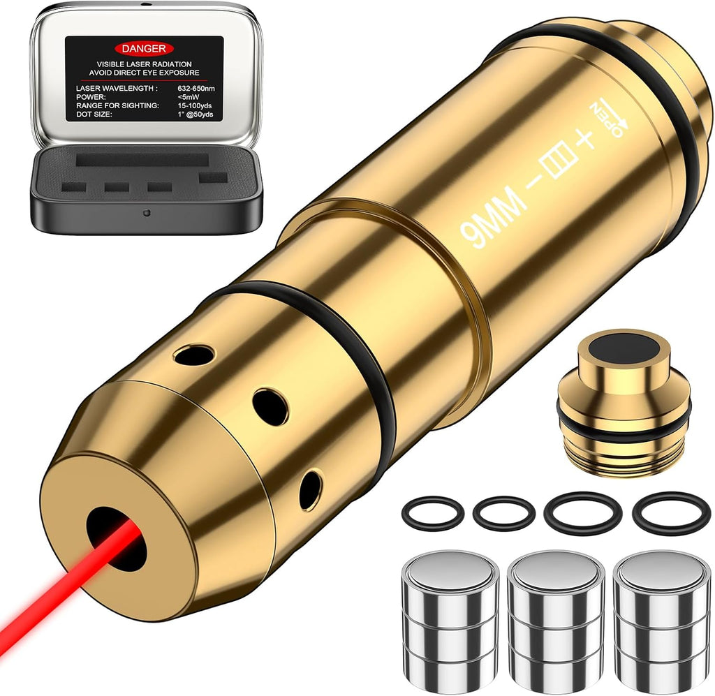 Skiennix 9mm Laser Training Cartridge - Enhance Dry Fire Practice with 3 Batteries Included