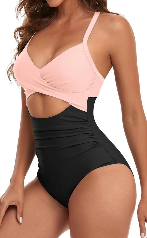 Eomenie Women's One-Piece Swimsuit - Tummy Control & Cutout Design | High-Waisted Bathing Suit