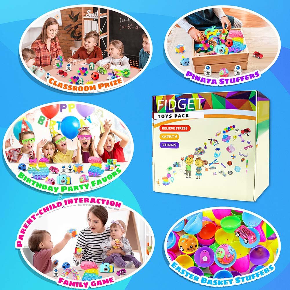 Skiennix 1000pcs Fidget Toys Pack - Perfect Party Favors & Goodie Bags for Kids | Birthday & Carnival Prizes