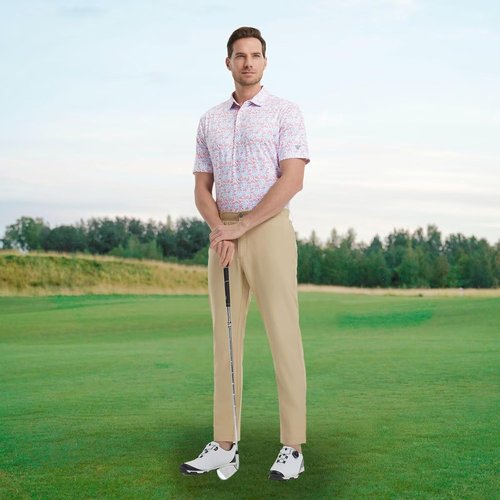 M MAELREG Men's Golf Shirt - Short Sleeve Moisture-Wicking Performance Polo | Stylish Print Patterns
