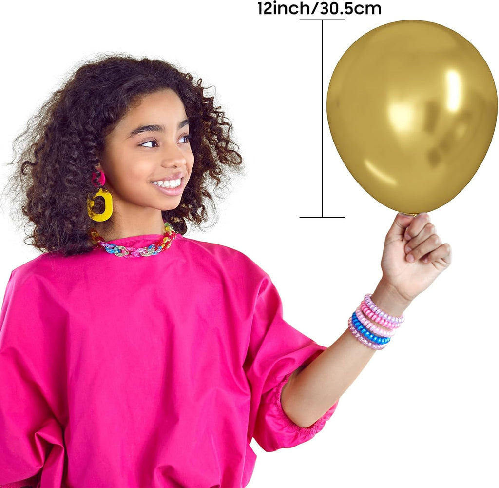 OWill Black and Gold Confetti Balloons - 100pcs 12" Balloons for Birthdays, Graduations & Weddings