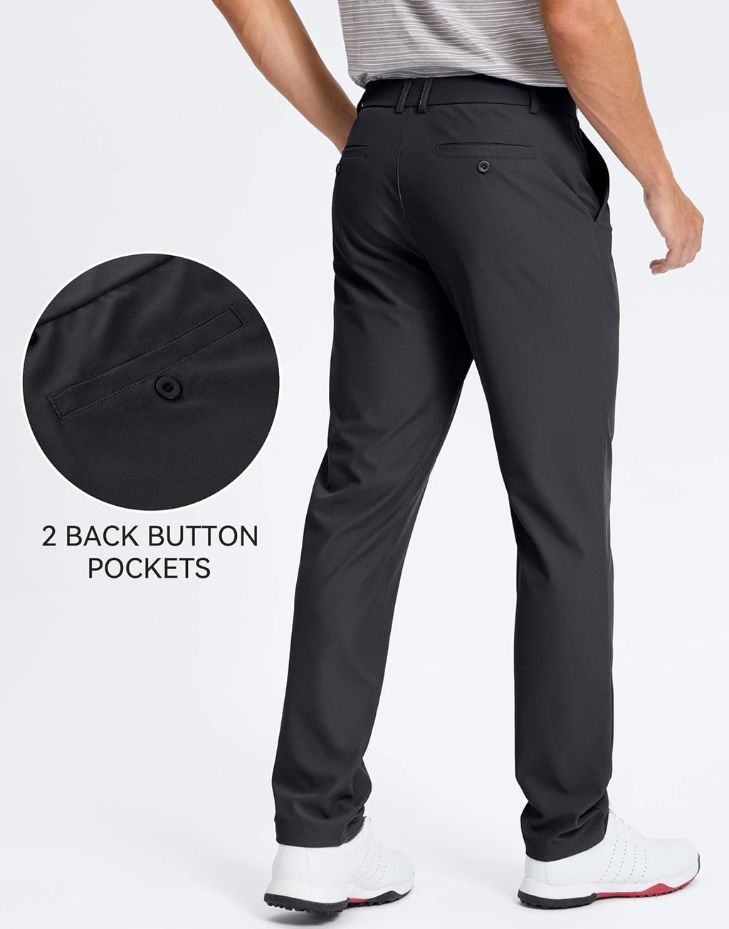 Pudolla Men's Golf Pants - Comfy Stretch Quick-Dry Casual Slacks with Pockets | Available in 30", 32", 34"