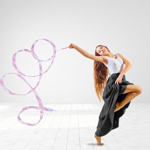 Claemtun 2PCS Sparkly Dance Ribbons - 78.74 Inch Rhythmic Gymnastics Wand for Girls & Adults